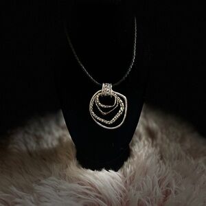 Chico’s Silver Geometric Pendant Cord Necklace